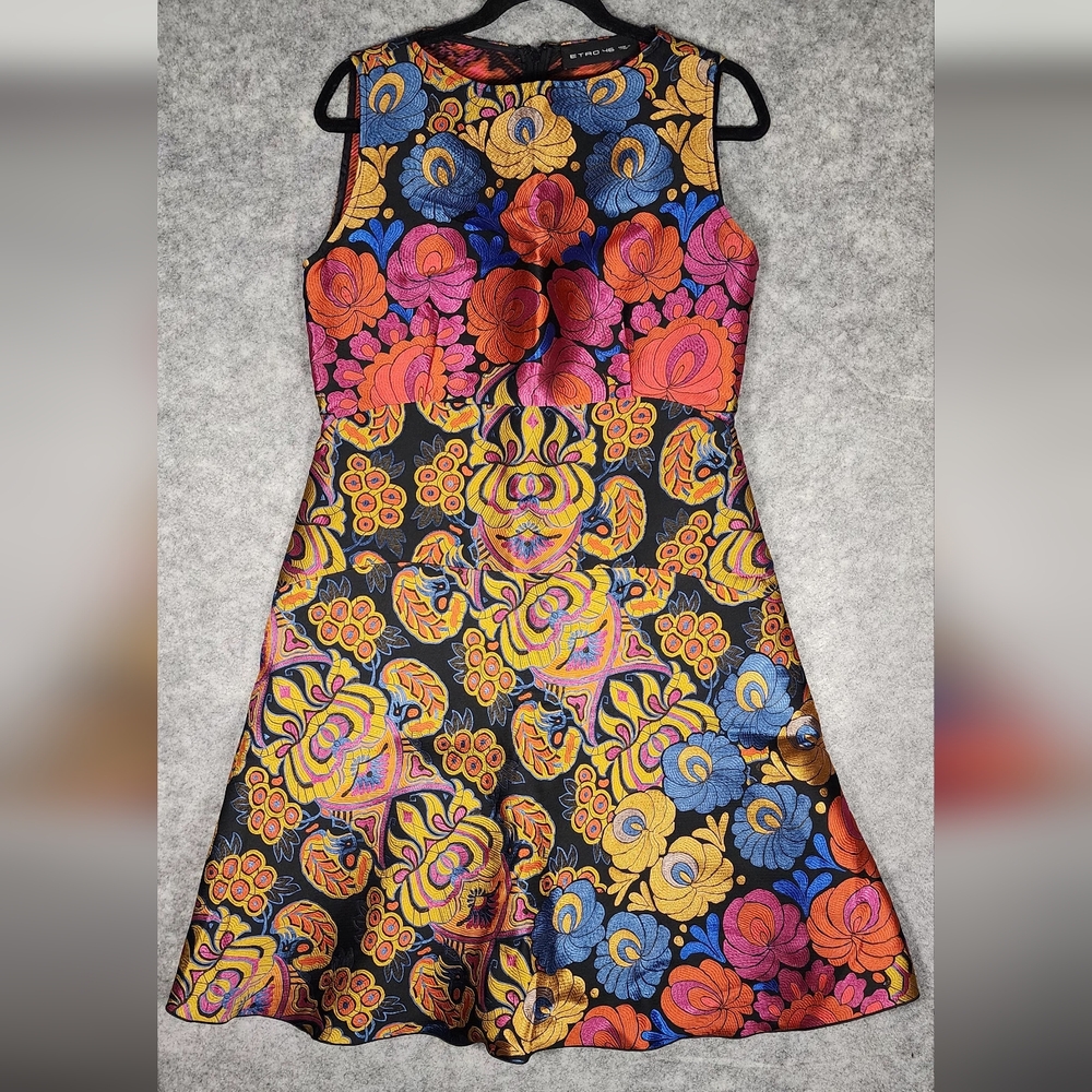 ETRO Multicolor Floral Sleeveless Dress Women's Size 46IT US10